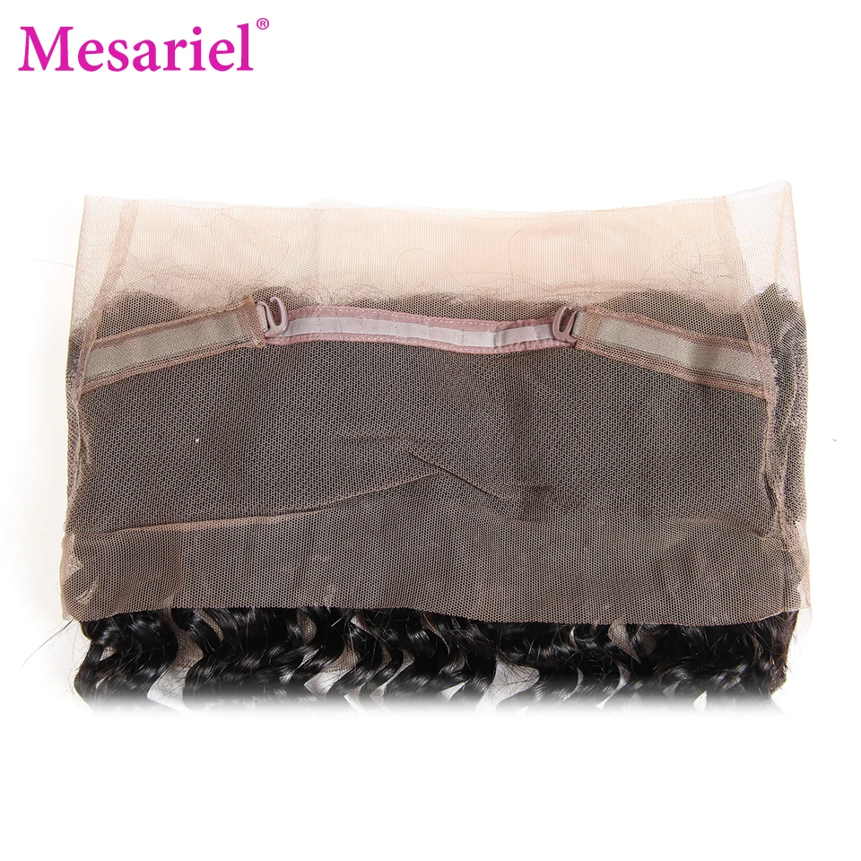 Mesariel Brazilian Deep Wave 360 Free Part Lace Frontal Closure 100% Non-Remy Human Hair Natural Color 10-20 Inch