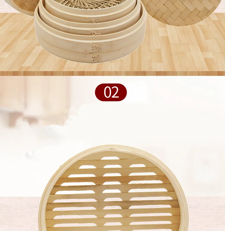 Прочная кухонная утварь 2 яруса здоровый бамбук Пароварка Dim Sum корзина рисовая сумма паста плита набор с крышкой китайская кухонная посуда