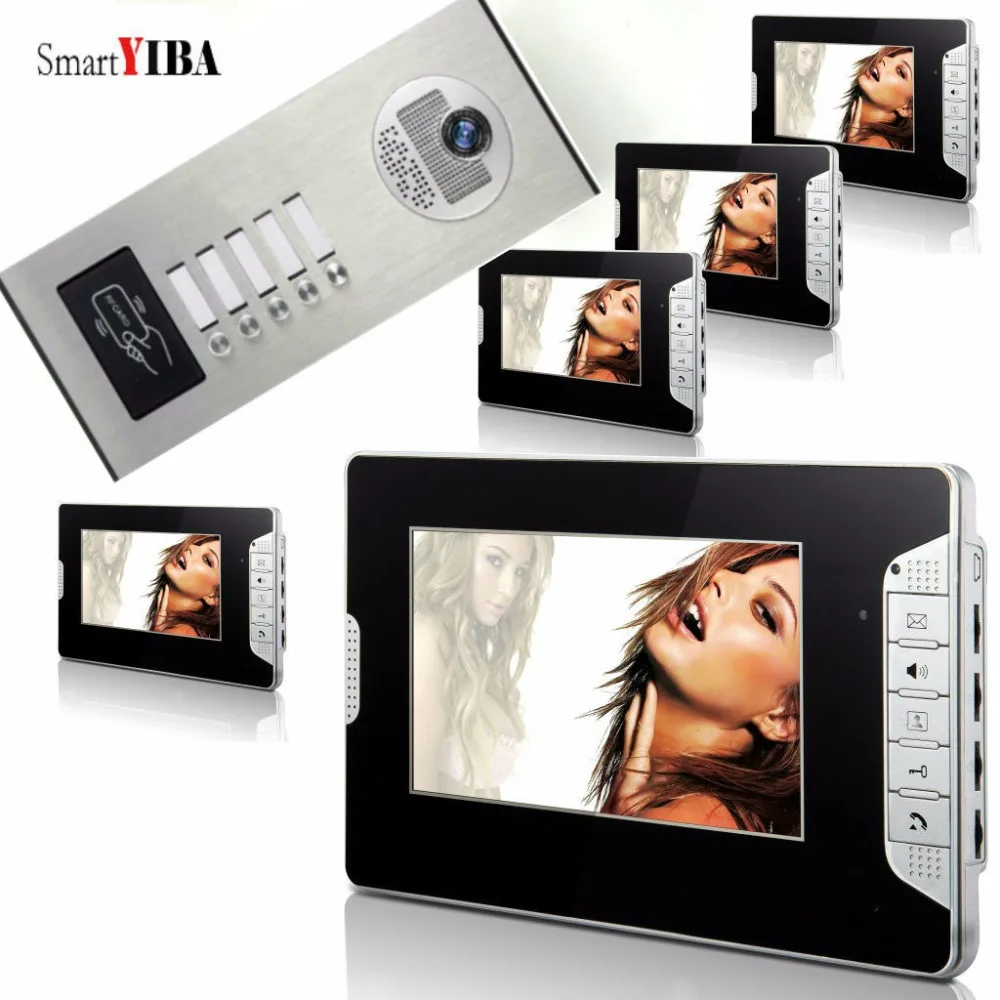 

SmartYIBA 7"Home Security Video Door Phone System RFID New Home Apartment Intercom System Door Camera Doorbell Doorphone Kits