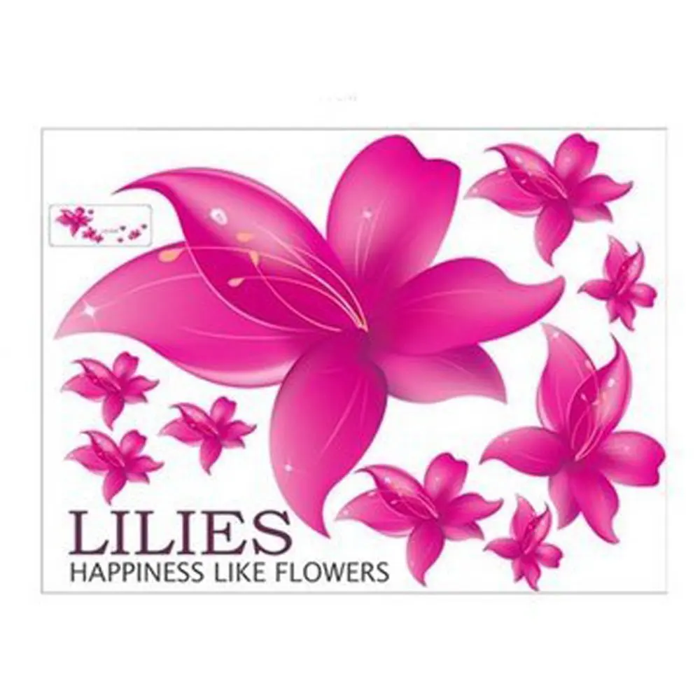 Lovely Rose Red Pure Love Lily Flowers Removable wall sticker Art