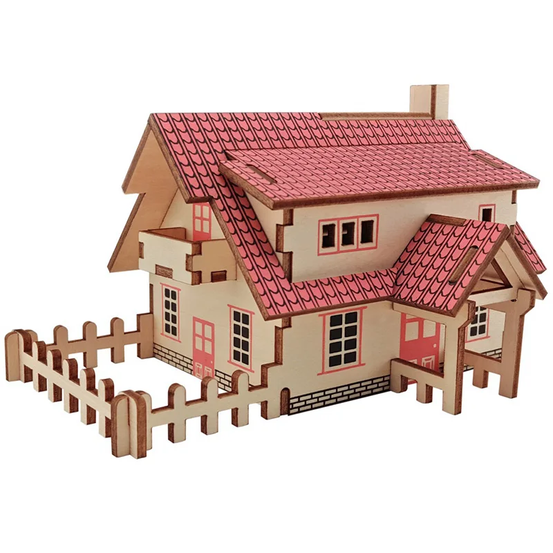 

DIY Simulation Wooden Cabin Children 3D Three-dimensional Puzzle Handmade House Model Assemble Kids Adult Educational Toys J24