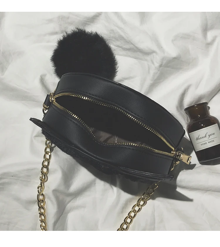 BENVICHED, Женская бархатная сумка,, милая кошка, зимняя, женская, модная, на цепочке, наклонная, на одно плечо, маленькая, круговая сумка c301