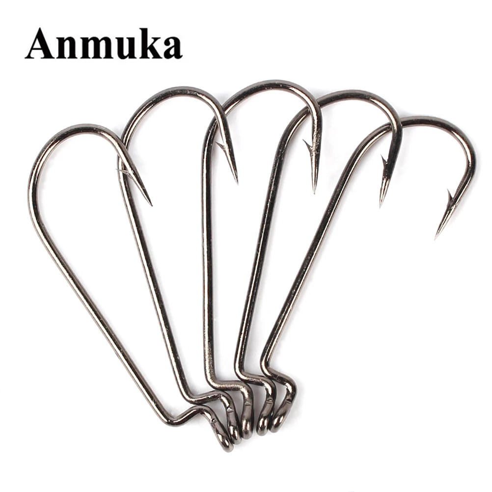 

10pcs/lot High Carbon Steel Fishing jig Hooks Black Color Jig Head Crank Barbed Hook for Soft Worm Bass Carp Fishing
