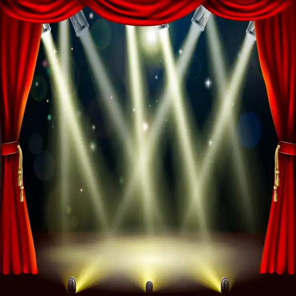 10x10FT Red Curtain Spots Light Stage Spotlight Custom Photo Studio Backdrop Background Vinyl