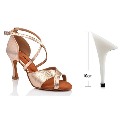 SHOYDANC/Лидер продаж; женская обувь для профессиональных танцев; Обувь для бальных танцев; женская обувь для латинских танцев; цвет оранжевый, золотистый, Серебристый; искусственная кожа - Цвет: Golden 10cm