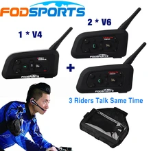 1 * BT Interphone V4 + 2 * V6 para el Fútbol Árbitro Entrenador Judger Bicicleta Auricular Bluetooth Inalámbrico de Intercomunicación 3 la gente habla mismo tiempo