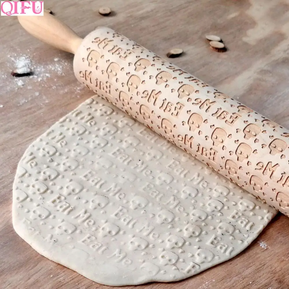 

QIFU Rolling Pin Printed with Skull Halloween 2019 Home Decoration Halloween Horror Food Production Tool Party Accessories