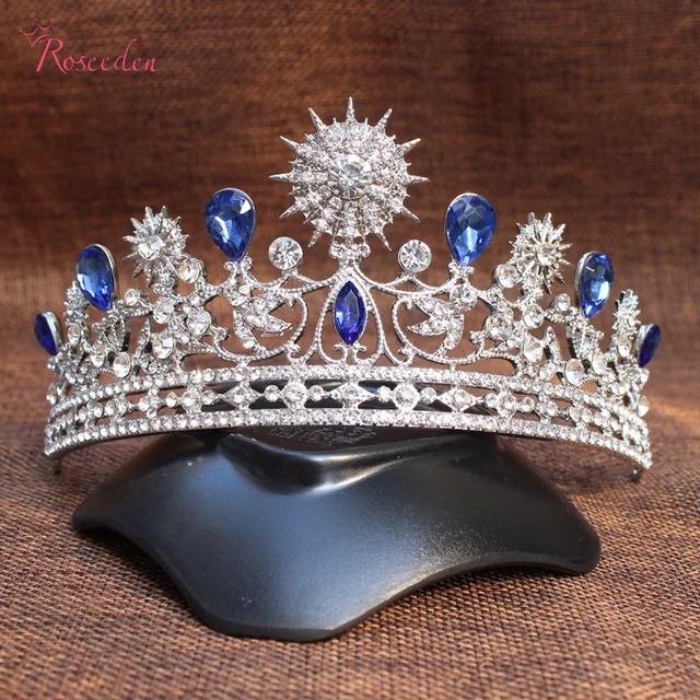 Aliexpress Luxury Wedding Bridal Tiara Crowns Princess Luxury Wedding Bridal Tiara Crowns Princess Queen Pageant Prom Blue Rhinestone Accessories Headpiece Tiarare186
