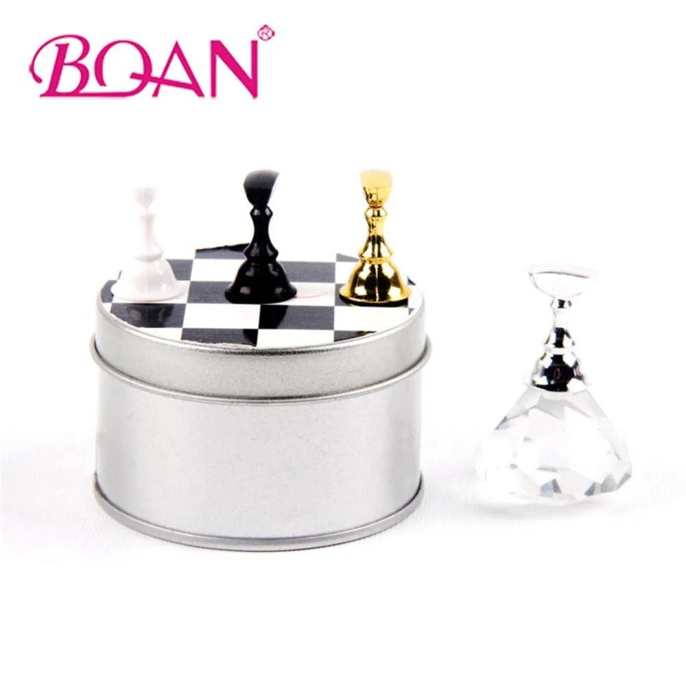 

BQAN 1 Set Nail Tips Practice Stand Magnetic Stuck Crystal Holder Chessboard Design Beauty Crystal Gel Polish Manicure