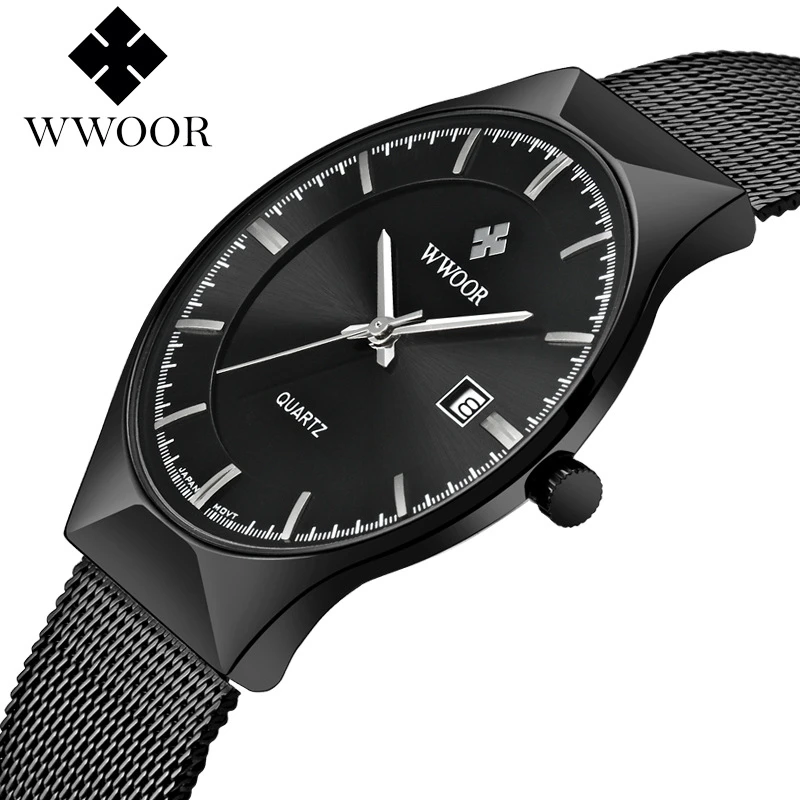 

WWOOR NEW Mens Quartz watch Fashion Top Brand Sports Watches Fashion Luxury Stainless Steel Male Clock Relogio Masculino