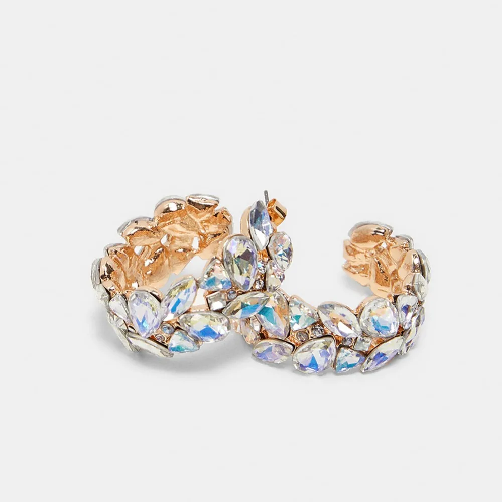 Dvacaman ZA Design Round Crystal Drop Earrings Women Gold Color Maxi Statement Earrings Wedding Party Jewelry Christmas Bijoux - Окраска металла: 1