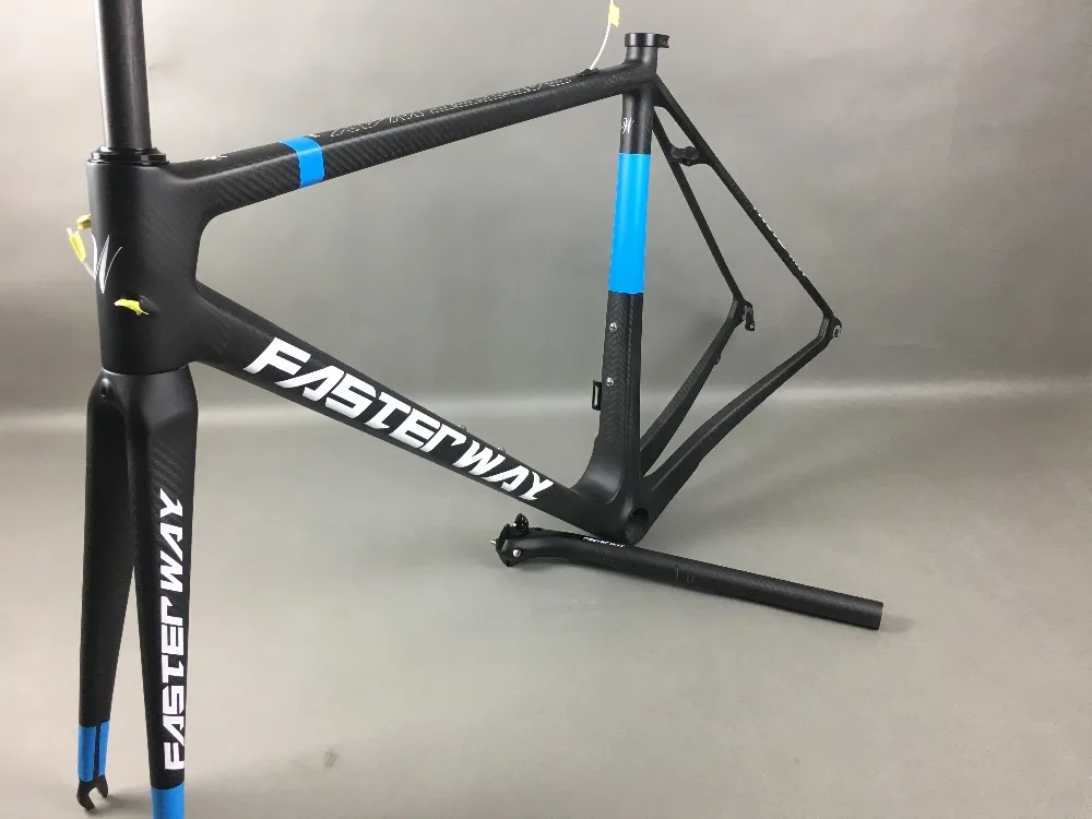 Discount classic design FASTERWAY PRO full black with no logo carbon road bike frameset:carbon Frame+Seatpost+Fork+Clamp+Headset,free ems 18