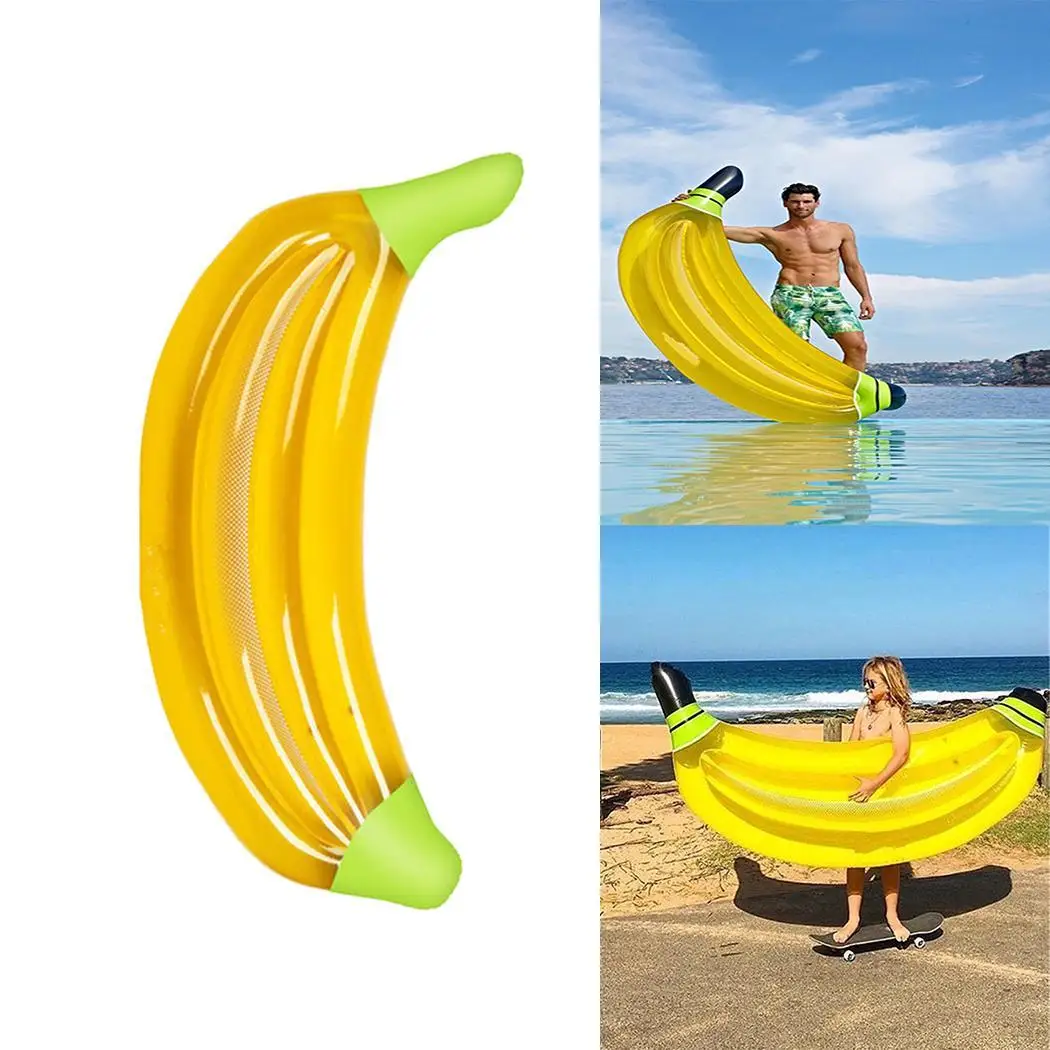 

Inflatable Banana Shape Floating Row Water Yellow Bed 100KG Float Swimming Pool Water Park