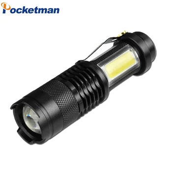 

3800LM XML-Q5+COB LED Flashlight Portable Mini ZOOM Torch Tactical flashlight Use AA 14500 Battery Waterproof Lighting lantern