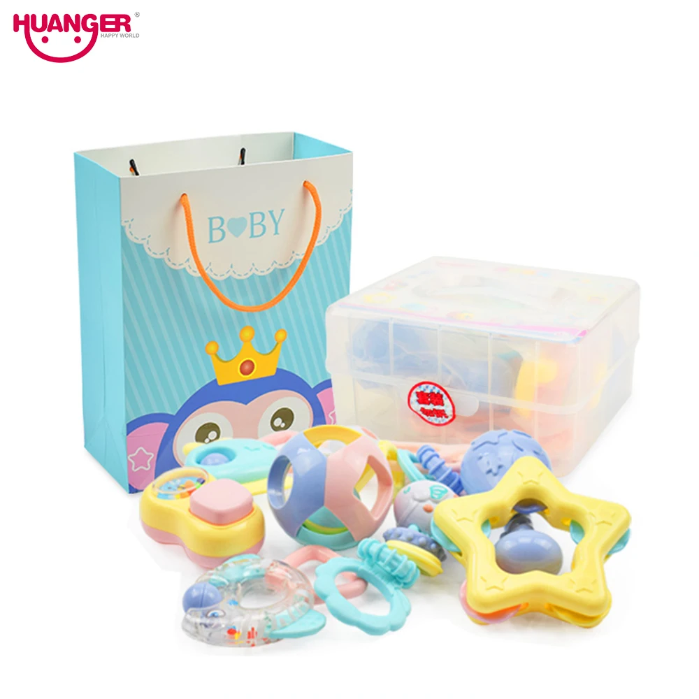 Huanger 2017 Newest Baby Rattles 2 in 1 Baby Rattles & Teethers Toy Lovely Shape 8pcs Children