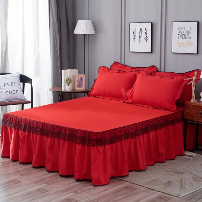 

Bed Skirt Polyester/Cotton Bed sheet Comfortable Soft Breathable Solid Color Bed Cover 150x200/180x200/200x220cm Wedding Gift