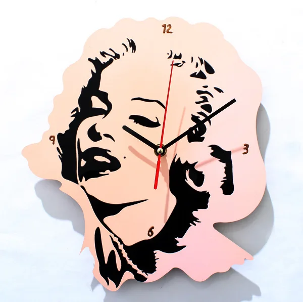 

2019 Saat Horloge Mural Relogios De Parede Free Shipping Fashion Marilyn Monroe. 3 D Bracket Clock Home Decoration Art Wall
