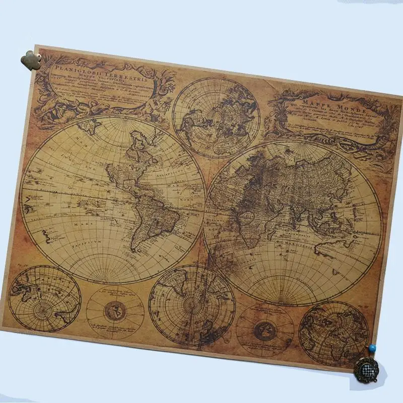 Nostalgia Kraft Paper world maps retro Map Poster decorative vintage