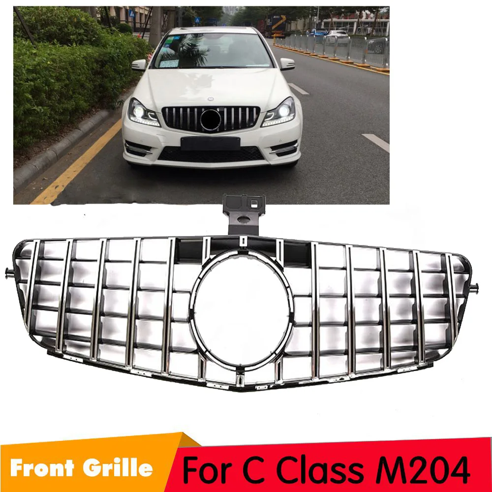 Racing Grille for Mercedes W204 GT Grille ABS material Black Silver