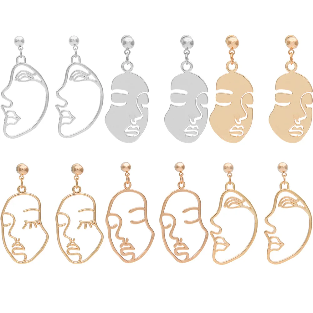 

Lady Vintage Wacky Abstract Human Face Earrings for Women Wedding Jewelry Retro Fashion Special Dangle Pendant Drop Earring