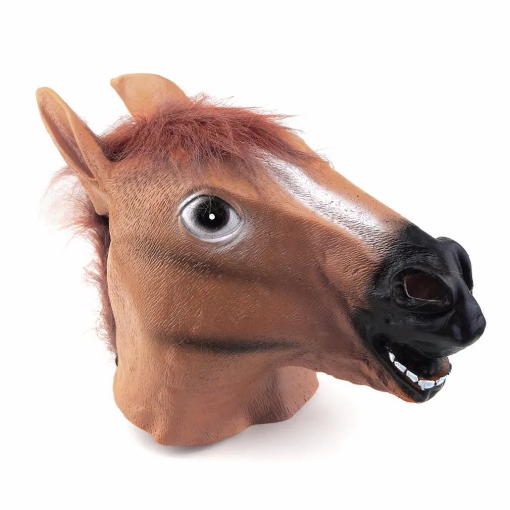ACEHE Funny Animal Cosplay Halloween Horse Head Mask Latex Animal ZOO