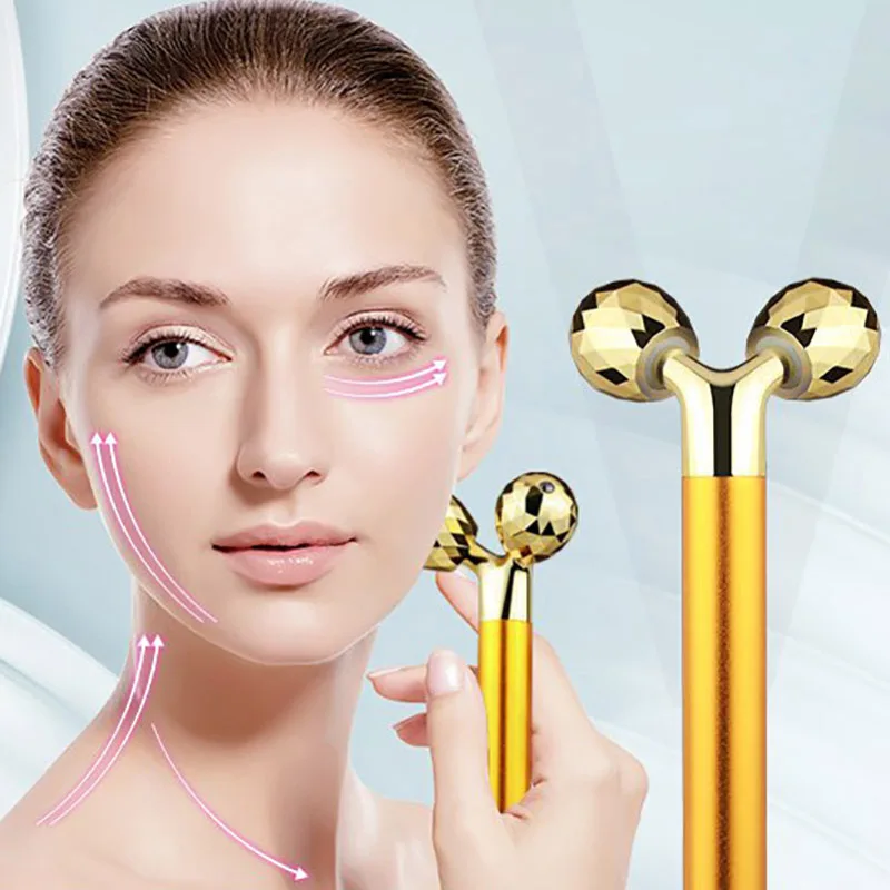 24k Gold Energy Bar 3d Электрический вибромассажер для лица V лифтинг карандаш роликовый