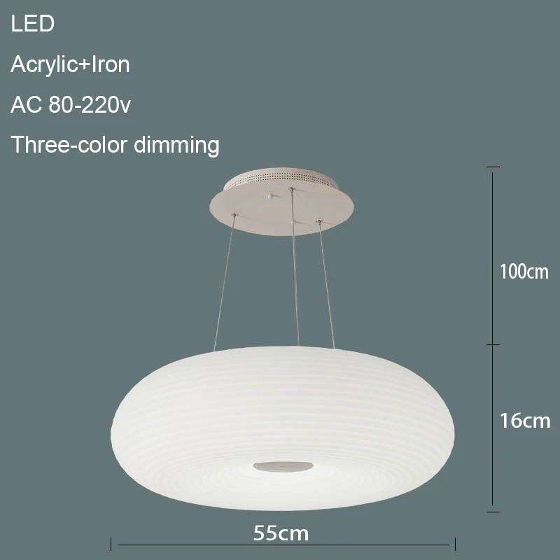 Скандинавский подвесной светильник, Круглый, простой, современный, светодиодный, акриловые, трехцветные лампы с регулировкой яркости, для гостиной, отеля, выставочного зала, бара, искусства, ресторана, litg