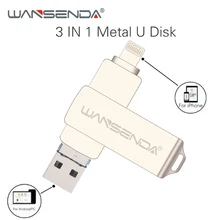 WANSENDA Usb 3,0 USB флеш-накопитель 128 Гб OTG флеш-накопитель 32 Гб 64 Гб Флешка 3 в 1 микро Usb флешка для iPhone/Android/PC