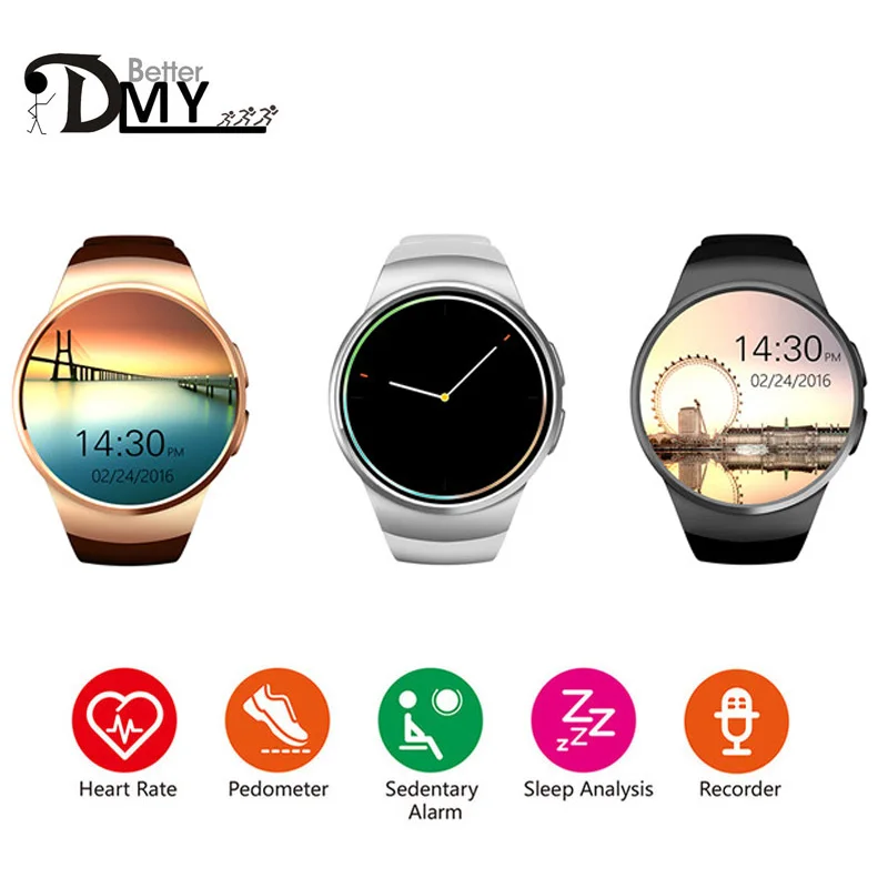 Bluetooth New smart watch phone KW18 MTK2502C 1 3 inch round screen IPS LCD 240X240 Bluetooth