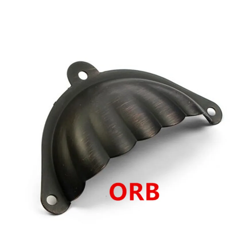 Brushed Antique Brass Shell Cup Drawer Pull Knob Black Antique Copper Dresser Door