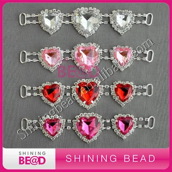 

colorful three heart rhinestone bikini connector,free shipping,fashion new rhinestone connector for headband