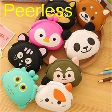 Peerless Мини Засов дети монета наушники сумки для хранения мультфильм животных довольно желе силиконовый кошелек для монет Настольный органайзер набор
