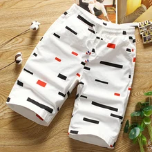 Для мужчин хлопок горошек печатных шорты для женщин, повседневные штаны, пляжные шорты плюс размеры 3XL 4XL 5XL