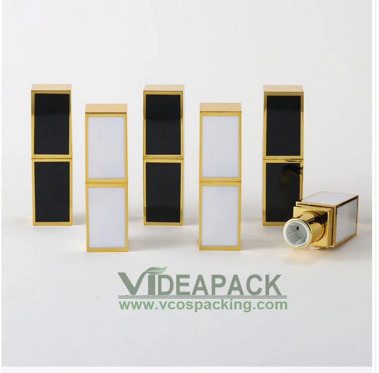 50pcs 4g Manual DIY lipstick tube empty lipstick tube black white square 12 1mm cup size