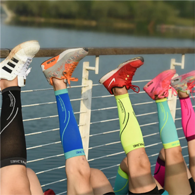 AONIJIE носки для бега Professional компрессионные ноги рукава наголенный щиток Велоспорт Гетры Футбол Баскетбол спортивные до середины икры поддержка