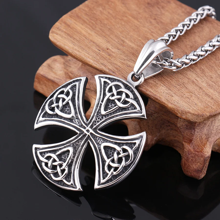 

Mens Boys Silver Black Celtic knot Magic Pendant with Stainless Steel Necklace Chain Jewelry stainless steel mens jewelry
