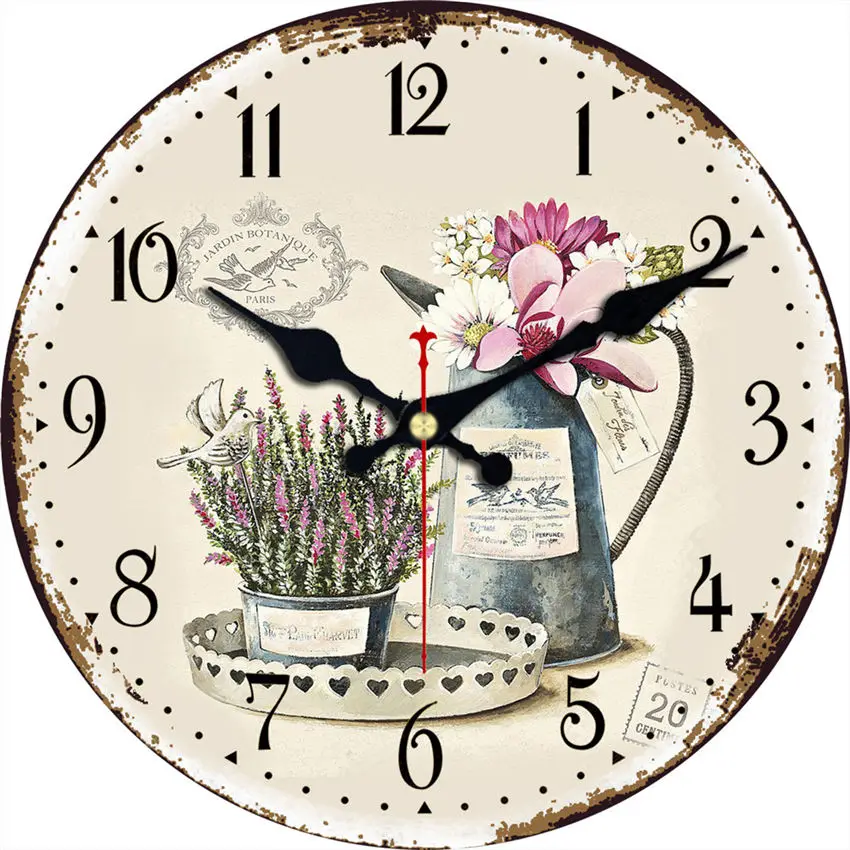 Meistar 9 моделей Винтаж цветочный дизайн круглые часы Тихая Home Decor исследование кафе офисные часы большой искусства настенные часы 6 дюймов - Цвет: Gray
