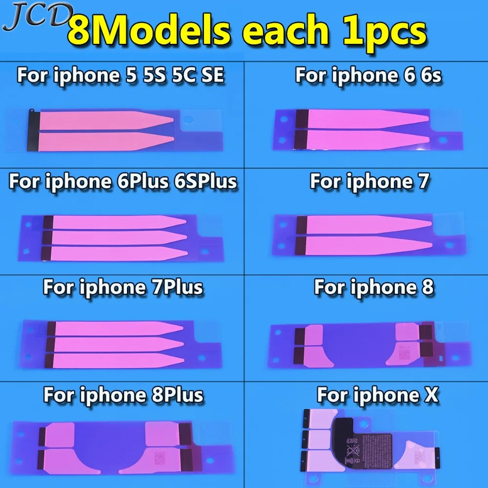 JCD 8 шт./лот батарея стикер на клейкой основе для iPhone 8P X 7 7P 6 6P 6S 6SP 5 5S 5C se плюс