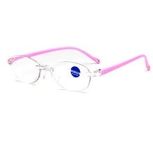 Очки для чтения без оправы, анти-синий светильник, очки для мужчин и женщин, PC очки для пожилых людей, анти-радиационные очки для дальнозоркости, пресбиопии