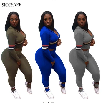 

2018 Autumn Winter Striped Tracksuit For Women Hoodies Crop Top Pants Suits Sweatsuit Set Casual Fringe Matching Sets Two Pieces