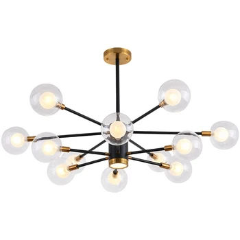 

Postmodern LED chandelier lighting living room hanging lights dining Glass fixtures Nordic bedroom pendant lamps Black/Golden