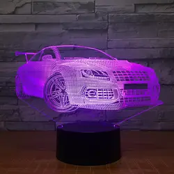 Светодиодные фары автомобиля красочные дистанционного Управление Touch Night Lights Творческий Детская подарки на день рождения 3d светильники Usb