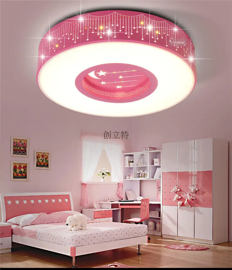 Детская комната звезда светодиодный потолочный светильник круглая потолочная светодиодная подсветка спальня мальчика девочки лампа уменьшенная потолочная лампа прекрасный синий/розовый/белый ZA