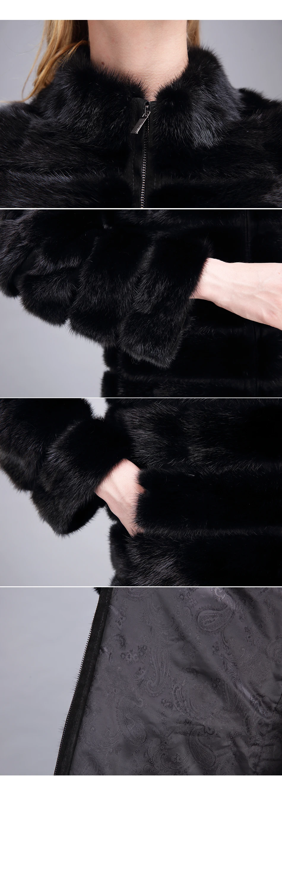 Натуральная шуба из натуральной кожи с мехом норки женская зимняя куртка из натурального меха норки с длинным рукавом