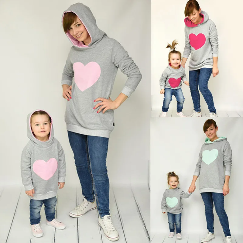 

2019 Casual Hoodies Family Matching Spring Autumn Dresses Clothes Mother Daughter Sweatshirt Cotton Outfits Mommy and Me Clothes