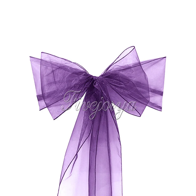 25 шт. лента на стул из органзы пояса бант покрытие банкет свадьба вечеринка событие Рождество Декор - Цвет: Purple