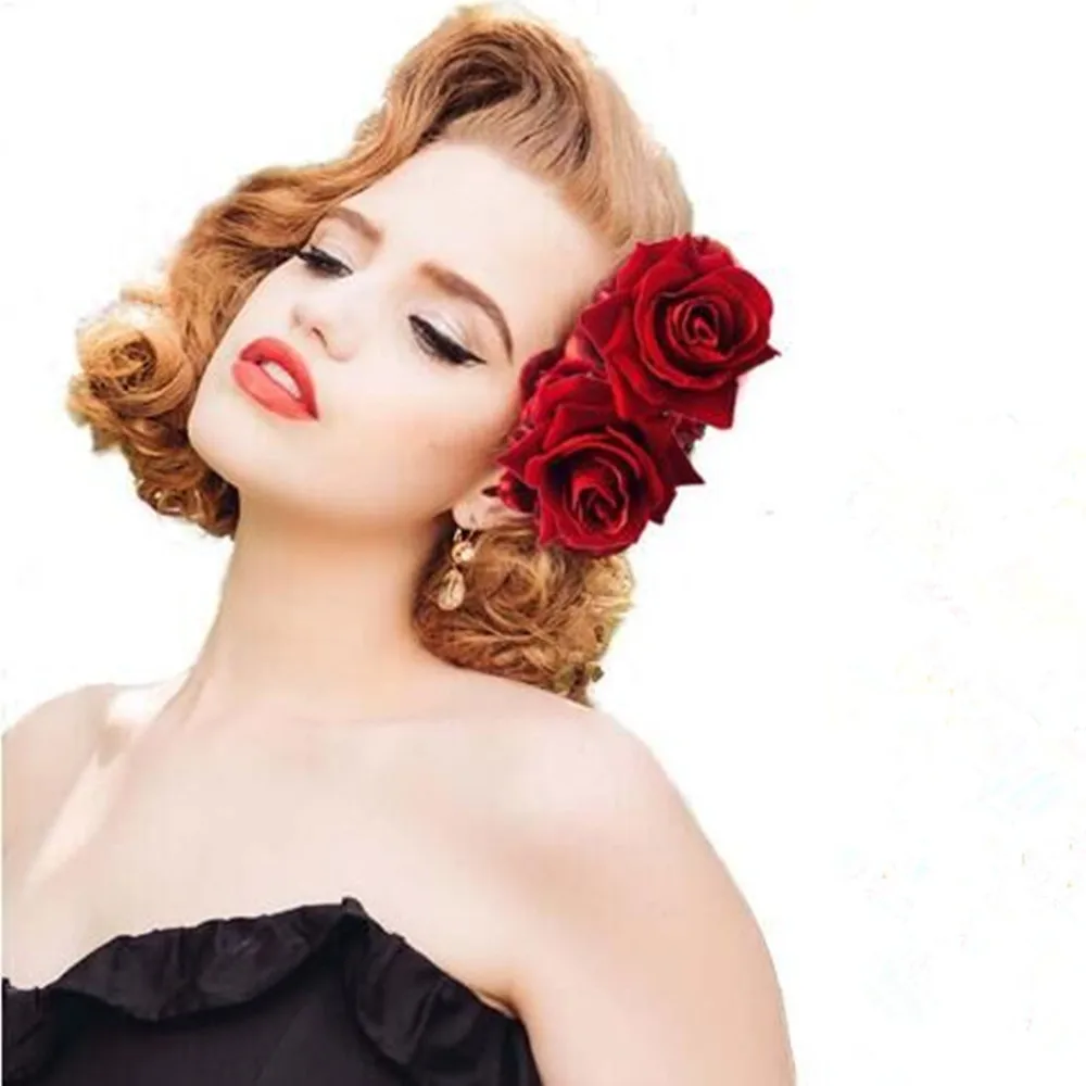 

Bridal Big Rose Flower Hairpin Floral Pretty Hair Clip For Wedding Party Decor