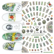 1 pçs 3d design unhas arte adesivo dinheiro dólar rico estilo unhas adesivos envoltórios folha adesivo manicure dicas f523