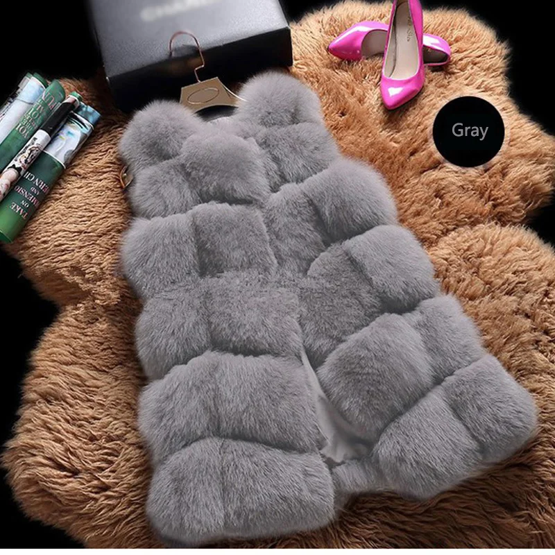 Fenghua 2018 Winter Faux Fur Coat Women Sleeveless Faux Fox Fur Women Vest Solid Waistcoat Fashion Lady Jackets Casaco Feminino