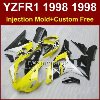 

Racing fairings kit for YAMAHA YZF R1 YZF1000 98 99 motorcycle yellow black fairing parts R1 1998 1999 YZF R1 S8K